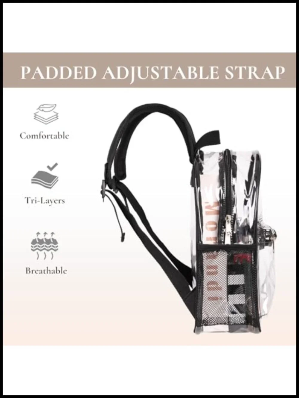Clear Stadium Approved Backpack See Through PVC Travel Concerts Sports